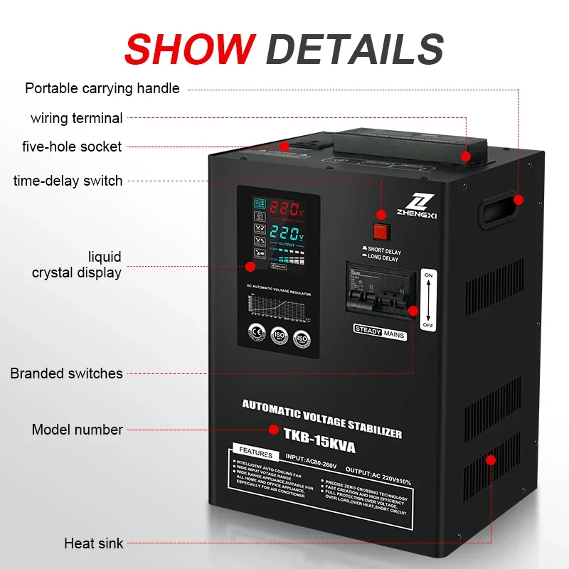 input 45V ultra low voltage stabilizer 15KVA 20KVA wall mounted home automatic voltage regulator 220V