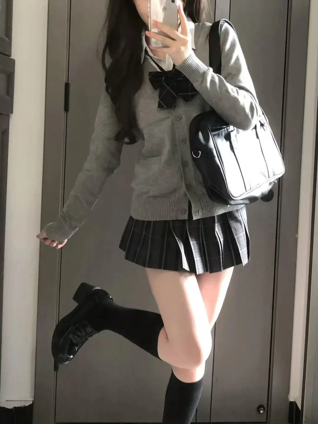 Sweet Spicy Grey Knitted Jk Sweater Women's Outerwear Cardigan Autumn College Style Uniform Top Japanese School Uniform Style