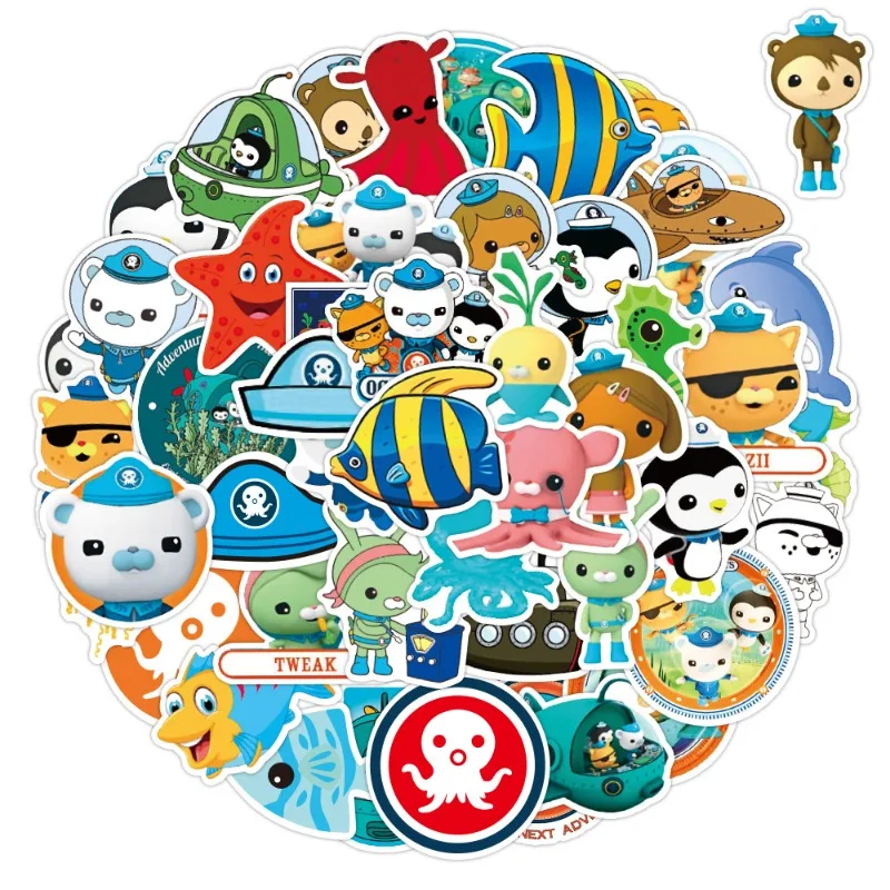 50pcs Animation The Octonauts Cartoon Stickers Suitcase Water Cup Stationery Refrigerator Mobile Phone Decoration Stickers