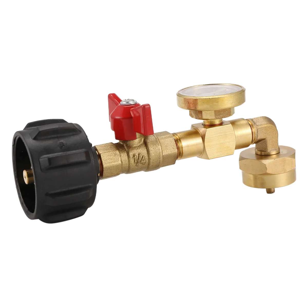 SYJZ Propane Adapter 1Lb to 20Lb, QCC1 Propane Refill Elbow Adapter with Gauge and ON-Off Control Valve for 1LB Propane Tank