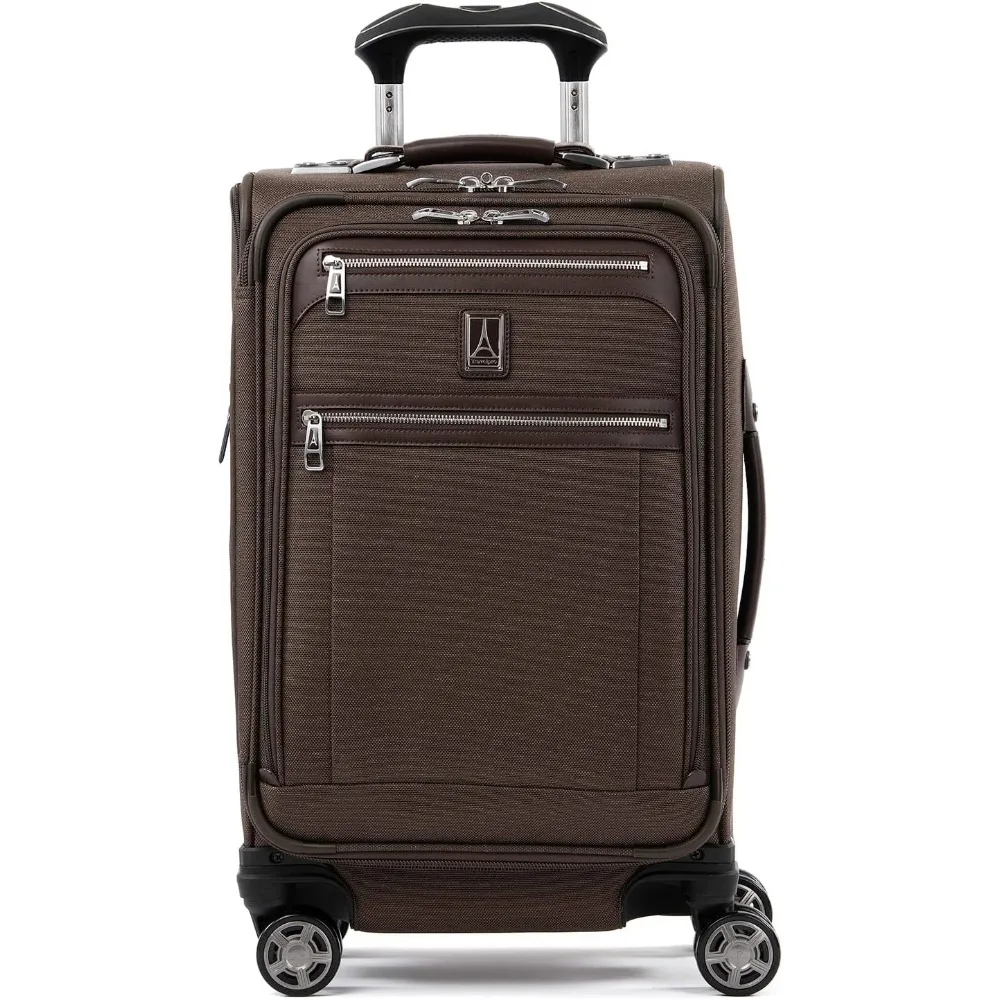 Softside Expandable Carry on Luggage, 8 Wheel Spinner Suitcase, USB Port, Suiter, Men and Women, Rich Espresso Brown