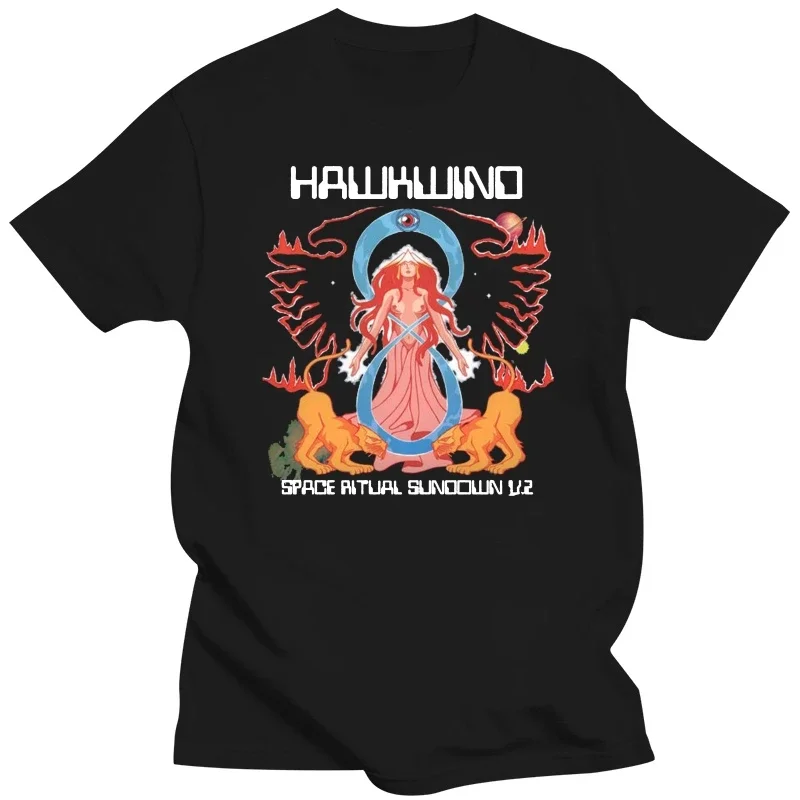 

Male Short Sleeve Tshirt Novelty Cool Tops Men'S Hawkwind Space Ritual T Shirt Black S 5Xl manga vintage anime clothes Informal