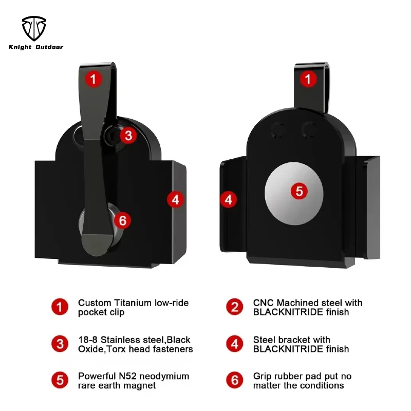 Knight-soporte magnético para cargador de bolsillo, 9mm / .40 S & W, para caza, alta resistencia, Clips estándar