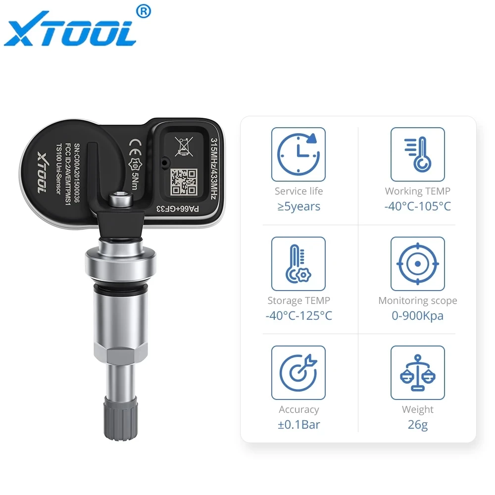 XTOOL TS100 433&315MHz TPMS TS100 Sensor Scan Tire Repair Tools Automotive Accessory Original tire Pressure Programming Sensor