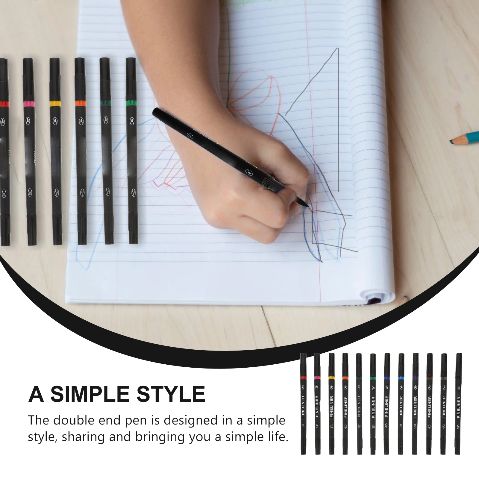 

12 Pcs Fashionable Markers Pens For Paintings Line Drawing Creative Double-headed