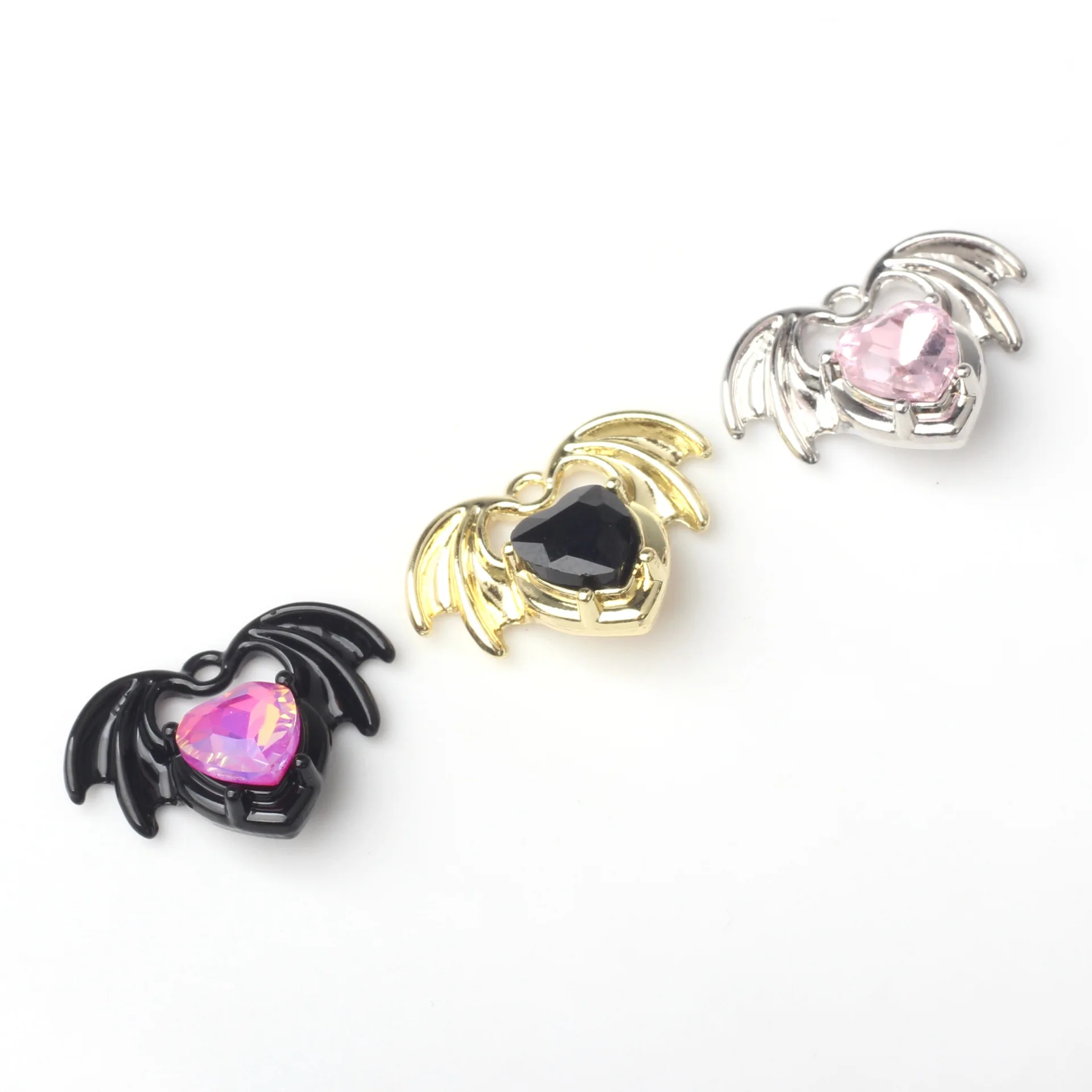 10pcs Alloy Charm Heart Wings Shape Pendant Inlaid For Jewelry Making Handmade DIY Earrings Necklace Ornament Accessories Gifts image 5