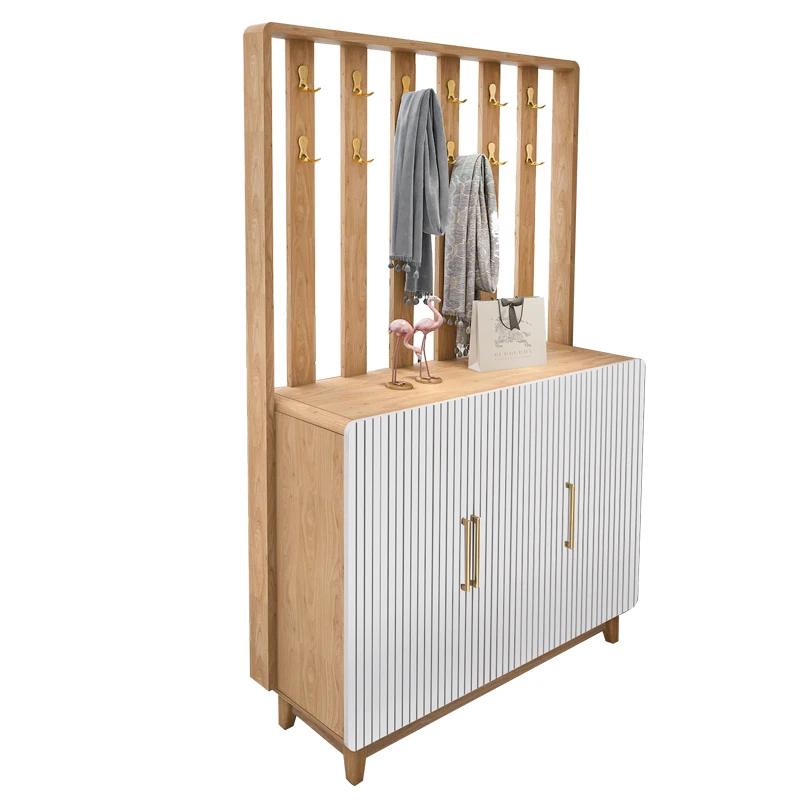 XL Entrance Clothes Rack Entrance Cabinet Solid Wood Locker Multi-Functional Shoe Cabinet