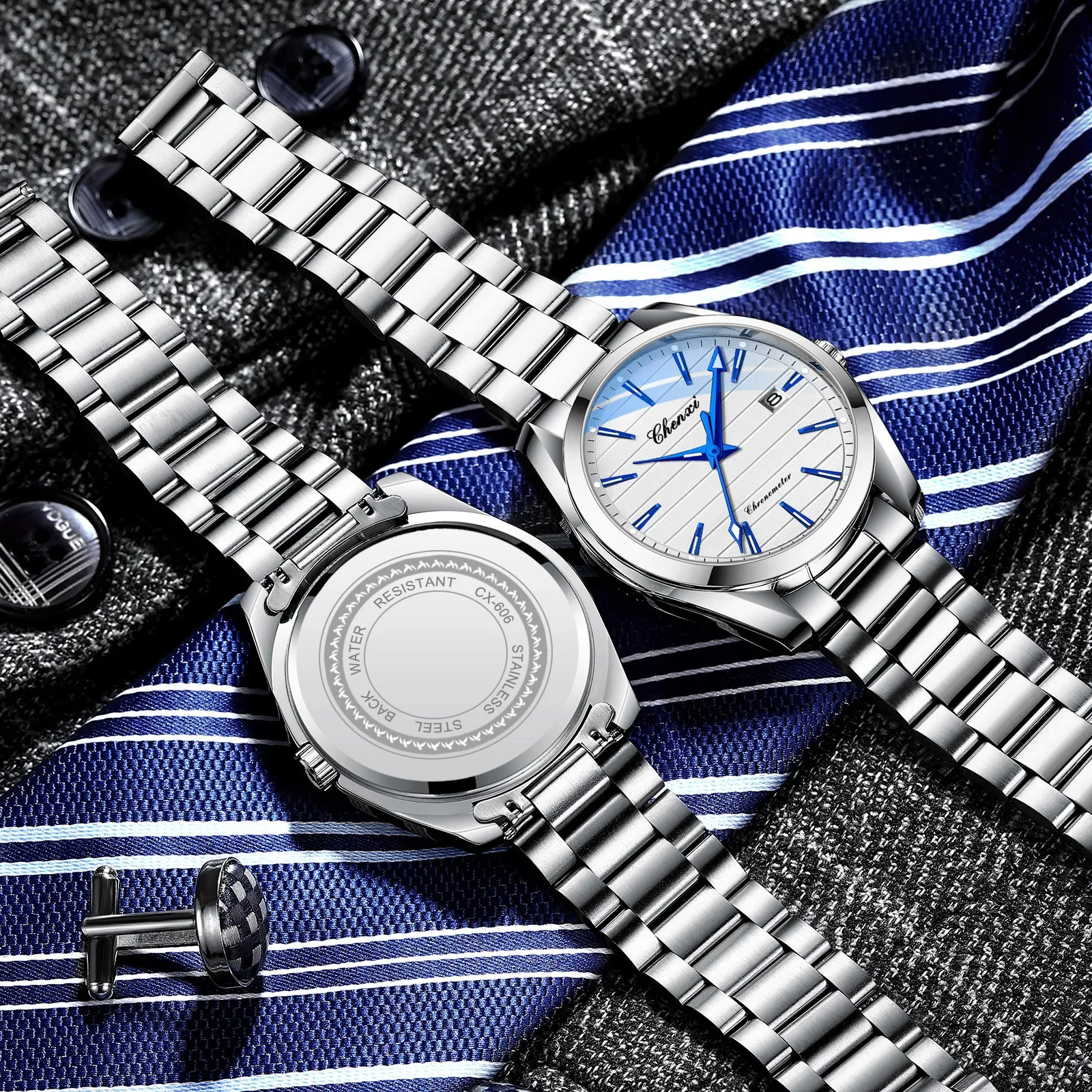 CHENXI Orologio da uomo NUOVO 2025 Calendario della moda Orologi da lavoro al quarzo Orologio da polso da uomo luminoso impermeabile in acciaio inossidabile