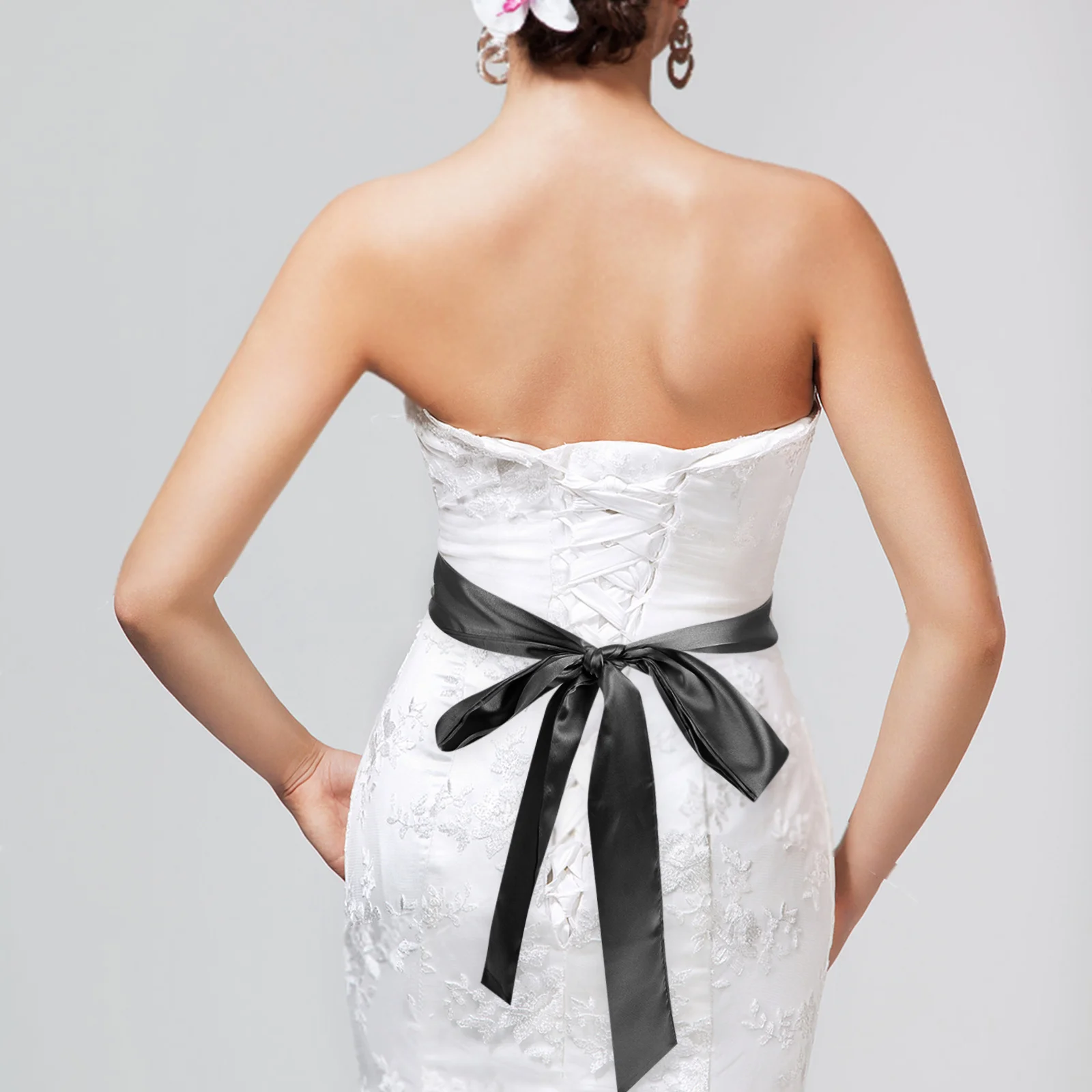 

1pcs Women Satin Ribbon Head Headband Hair Satin Formal Prom Plus Belt Wed Holiday Waist Bow Dressy Bridal Belt Adjustable