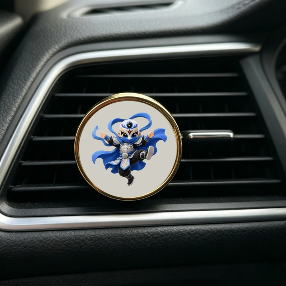 Diffuseur de parfum haut de gamme pour voiture, à clipser sur grille de ventilation, motif masque de samouraï changeant de visage, élégant décor intérieur de voiture, parfum automobile longue durée