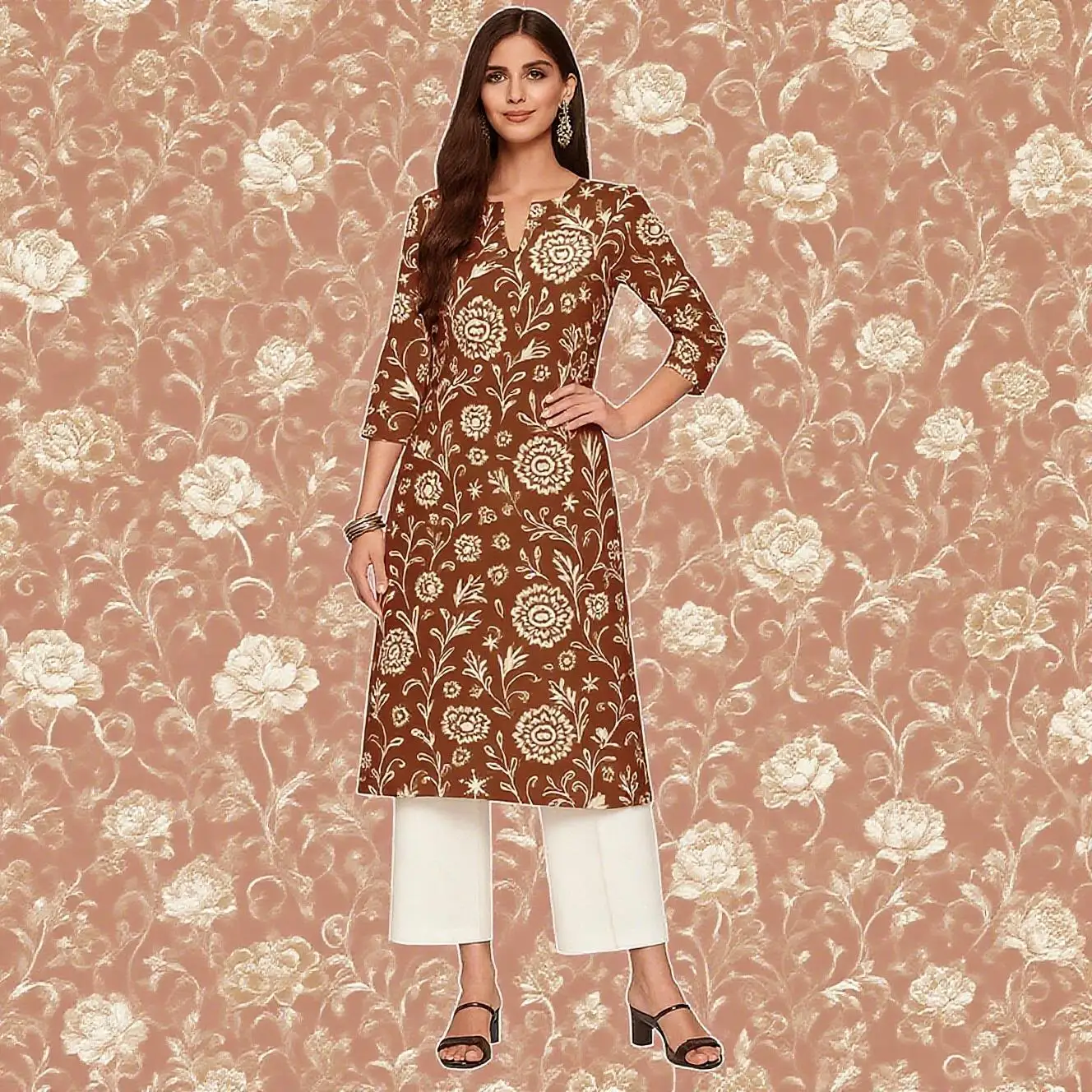 Muslim Women's Casual Fashionable And Comfortable Kurt Dress Straight Tube Casual Ethnic Round Neck Marokkanische Kleider Kaftan