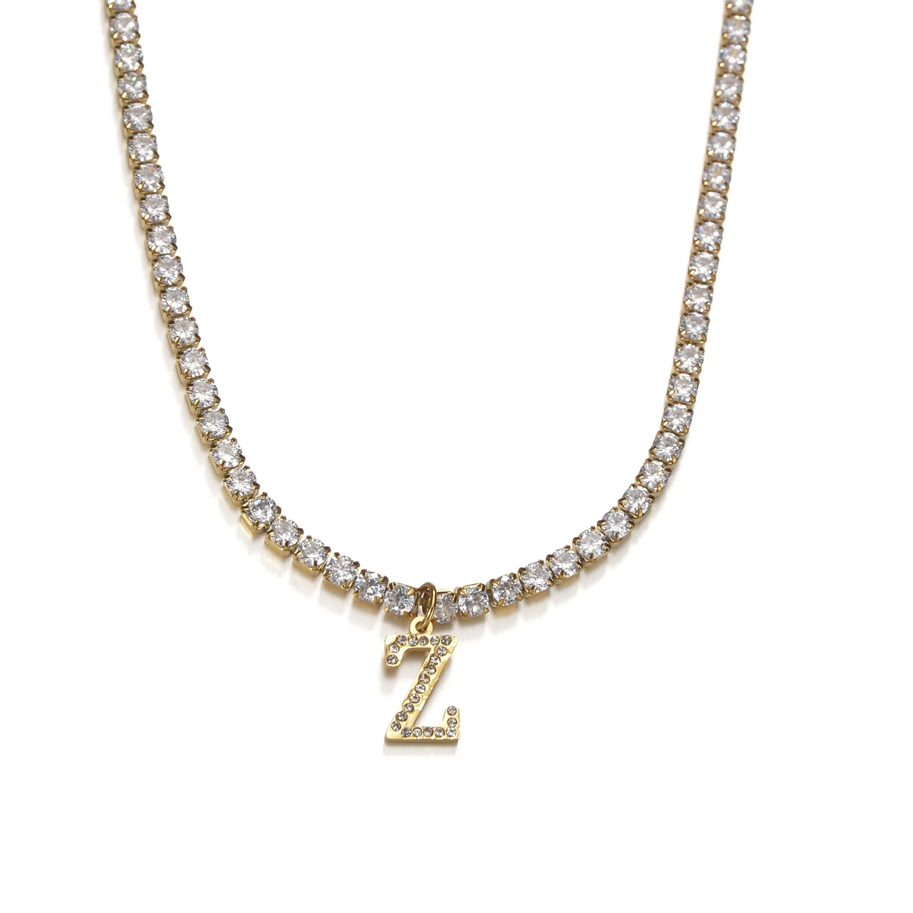 Custom English Letter Pendant Necklace European And American Hip-hop Personalized Claw Diamond Necklace Women's Name Necklac