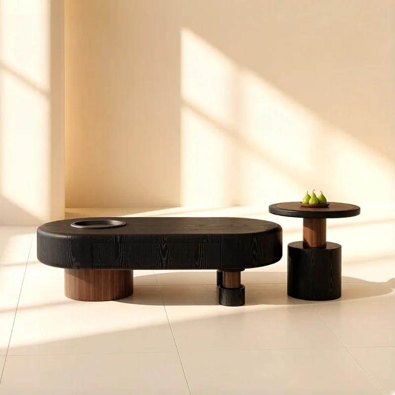 

Medieval oval coffee table, Italian minimalist living room household small apartment log coffee table