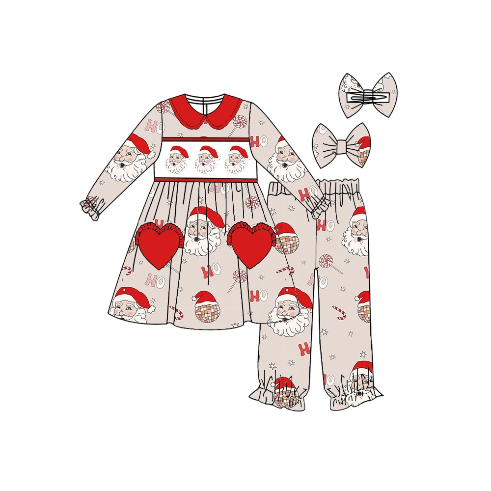 

Christmas Candy Print Red Lapel Boys Love Pocket Girls Autumn Long Sleeve Pants Exquisite Suit