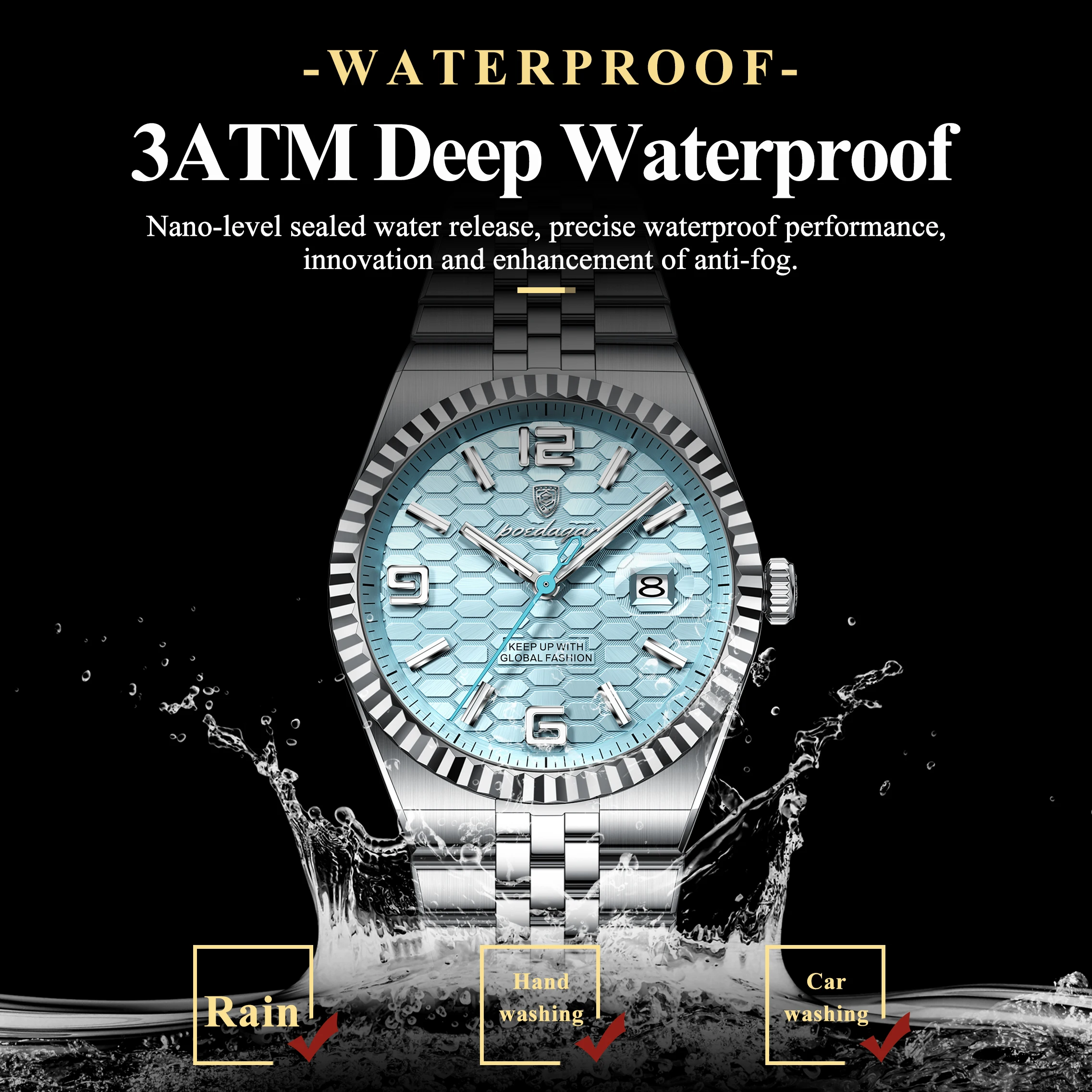 POEDAGAR High Quality Original Men Clock Waterproof Luminous Date Luxury Man Watch Stainless Steel Quartz Men's Watches Male+Box