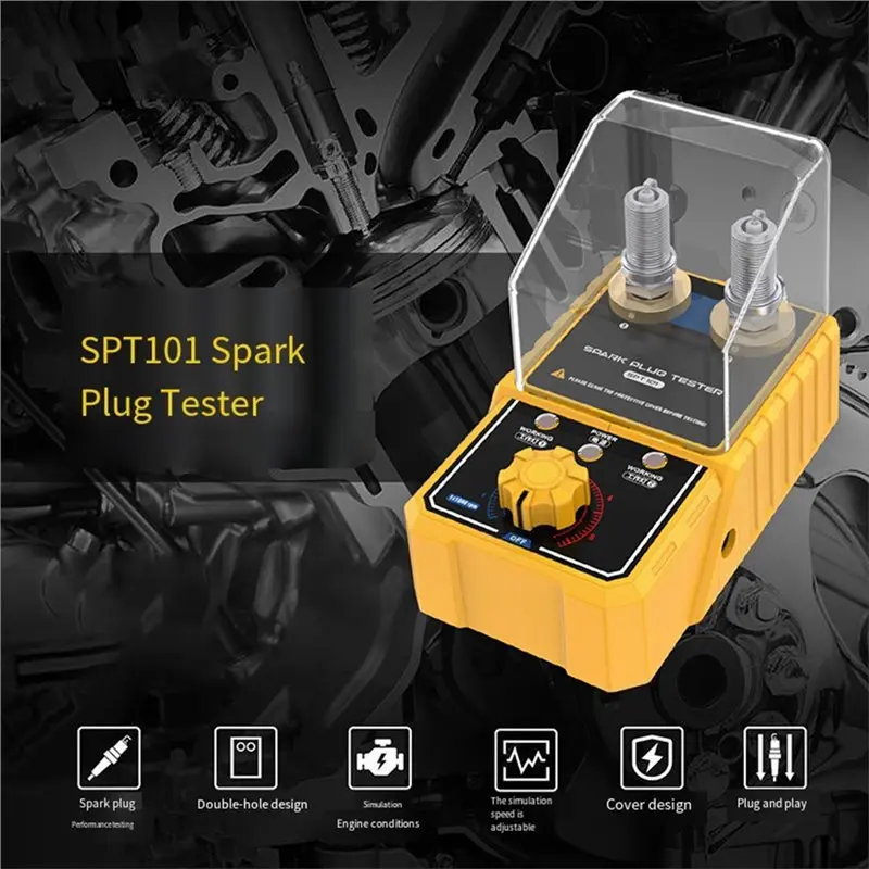 For 12V Vehicle Compatible SPT101 Car Spark Plug Tester Auto Adjustable Double Hole Ignition Analyzer Detector 220V