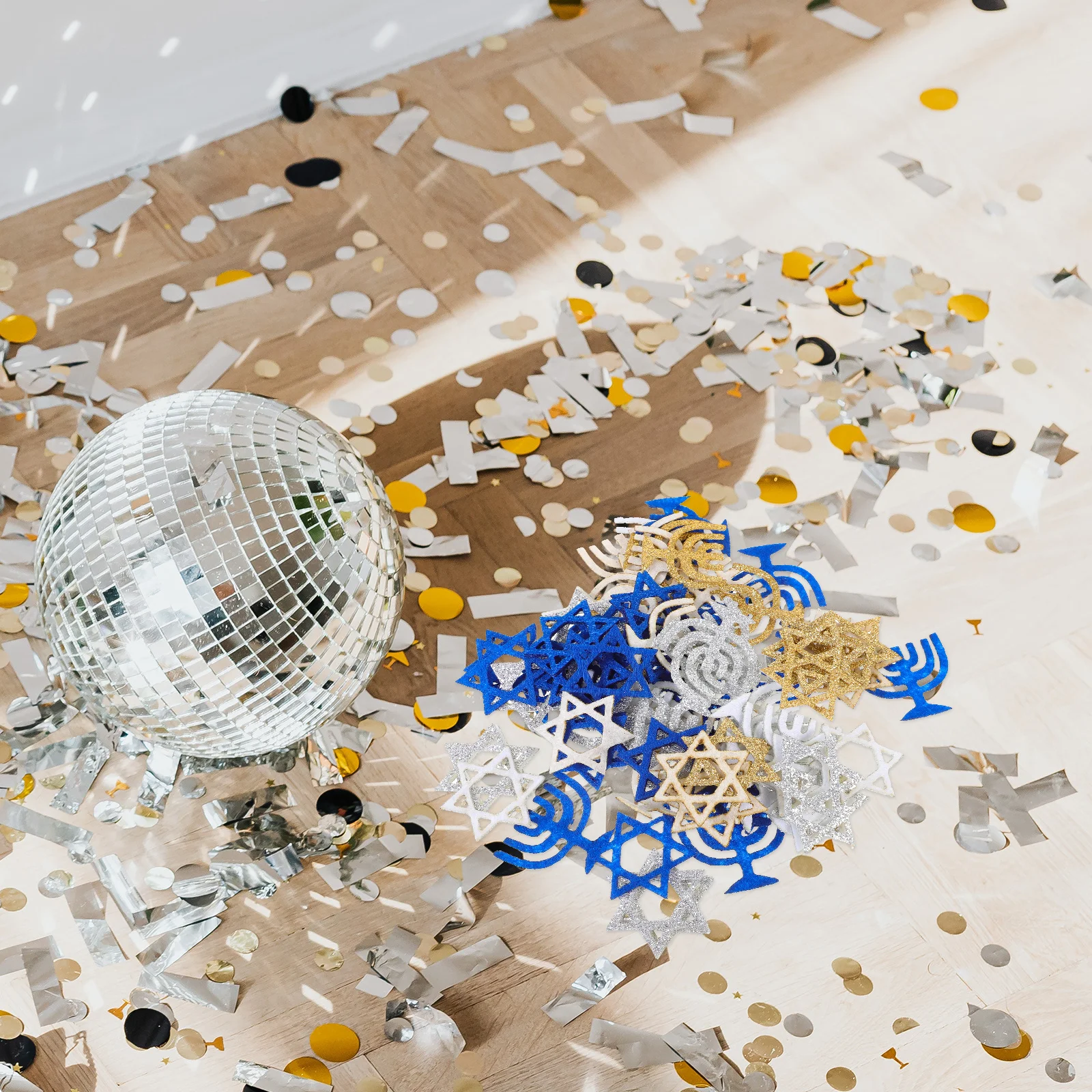 

100pcs Star Of David Menorah Confetti Shiny Paper Table Scatter Hanukkah Party Decoration Festive Glitter For Home Church