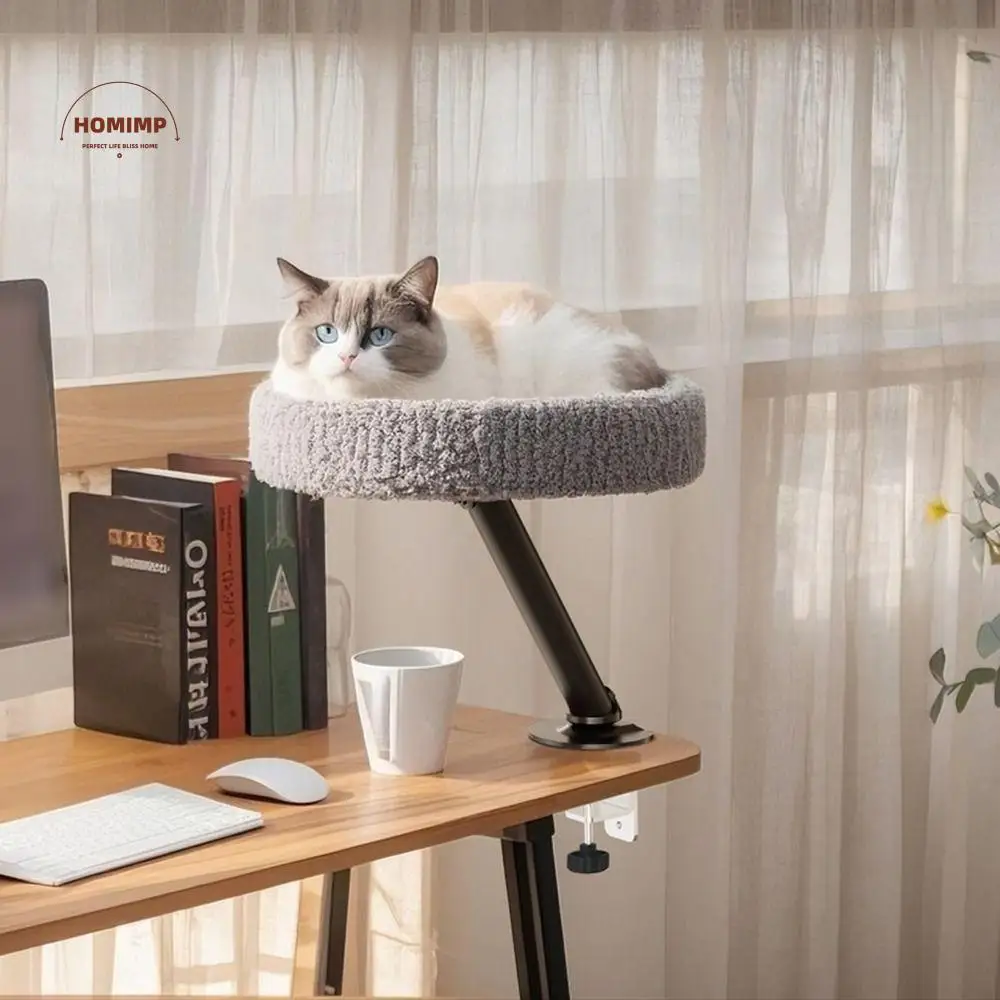 

Creative Desktop Cat Bed Space Saving Round Floating Cat Nest No-punching Multifunction Cat Hammock