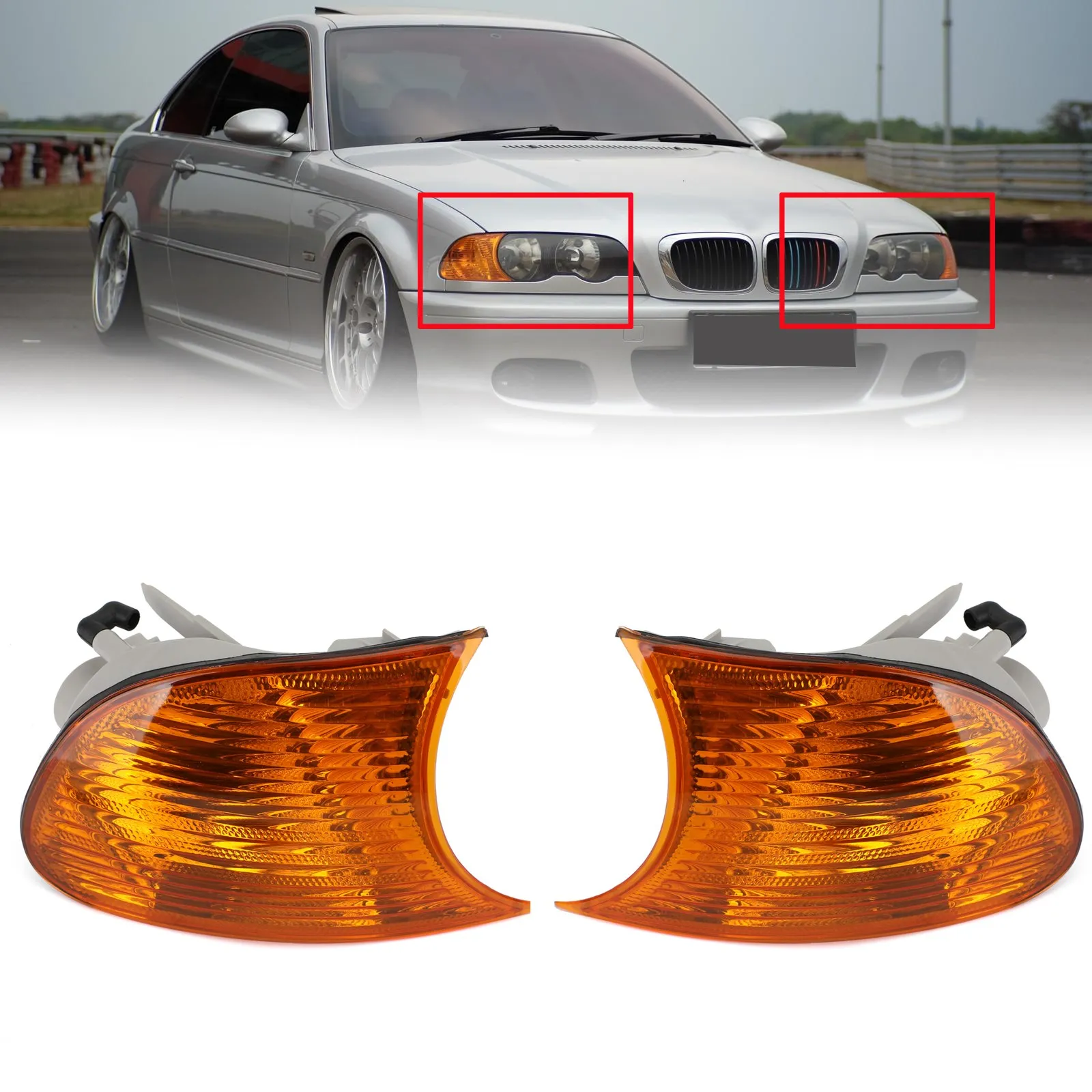 

Artudatech пара янтарных угловых боковых фонарей для BMW 3 серии E46 98-01 Coupe 63126904299 автомобильные аксессуары