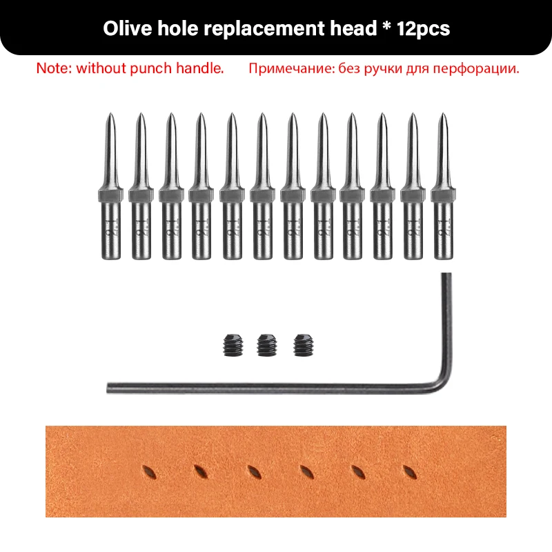 WUTA 3e generatie lederen punch huidponsen hoofd vervangbaar prikijzer verwijderbare diamant olijf rond gat Franse stijl beitel DIY lederen hobbygereedschappen leergereedschap