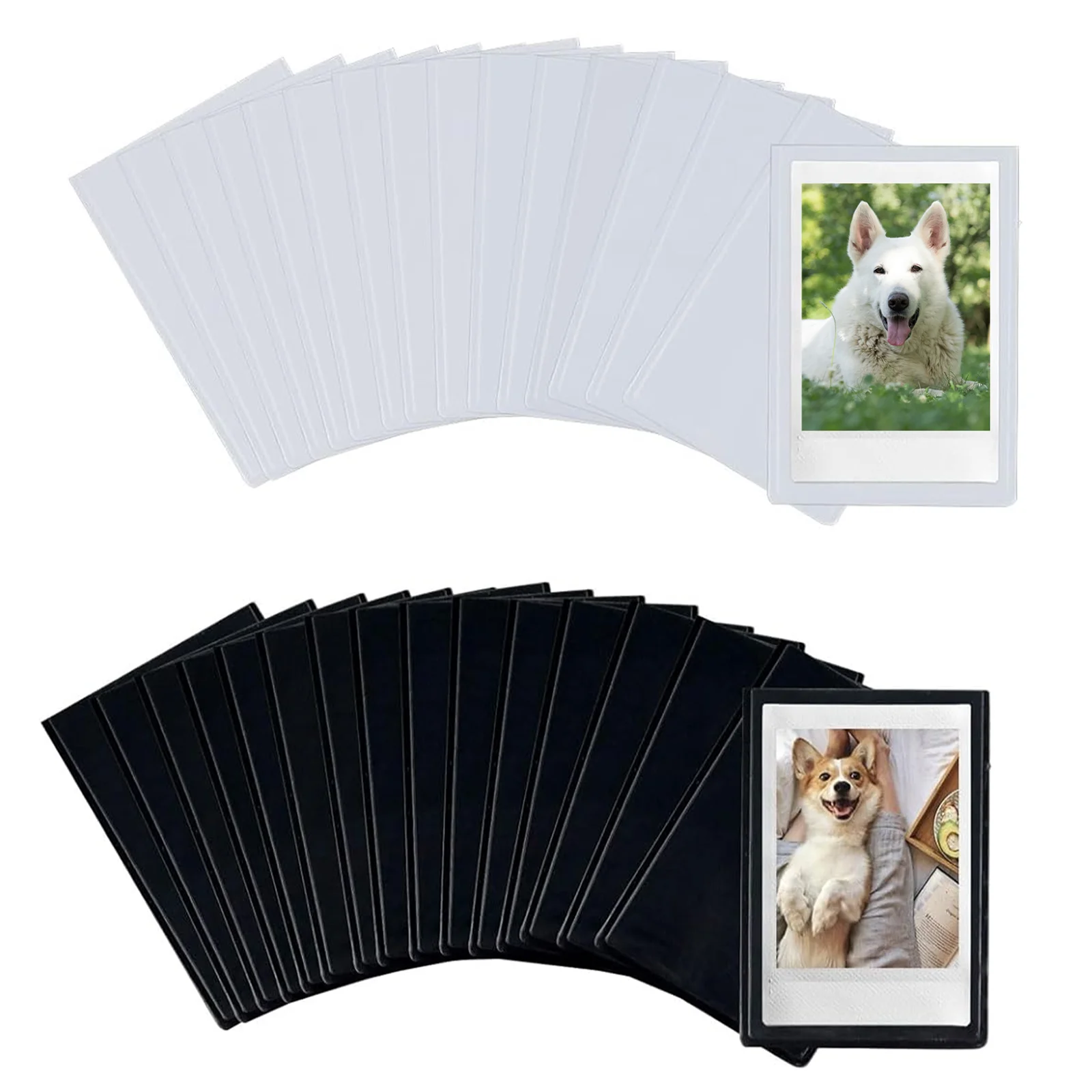 10 Pack Magnetic Picture Frames Hold 2.5×3.5 inch Photo Reusable Pocket Photo Frames for Fridge and Locker (Black or White)
