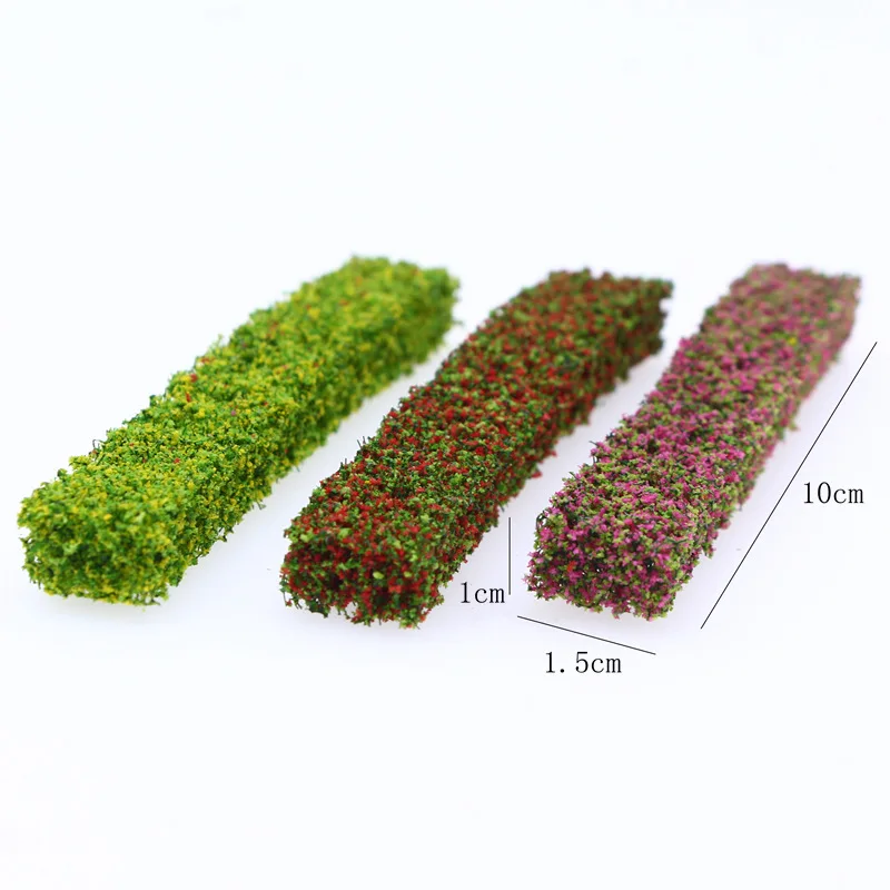 3 pcs/pack, doll house elf garden mini shrub strip green plants, simulated flower bed gardening miniature scene decoration