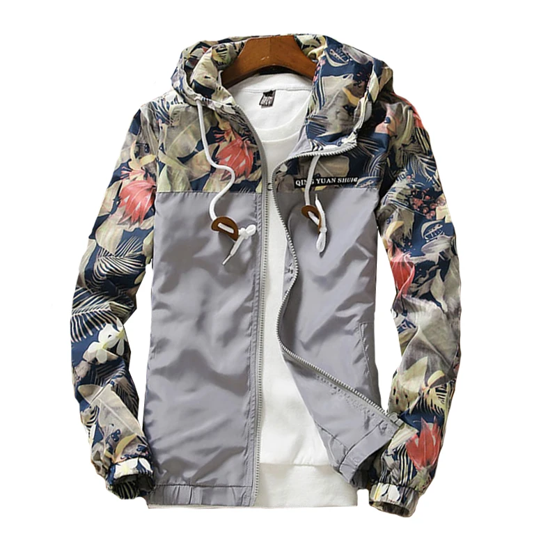 Women's Hooded Jackets 2021 Spring Autumn Floral Causal Windbreaker Women Basic Jackets Coats Zipper Lightweight Jackets Famale