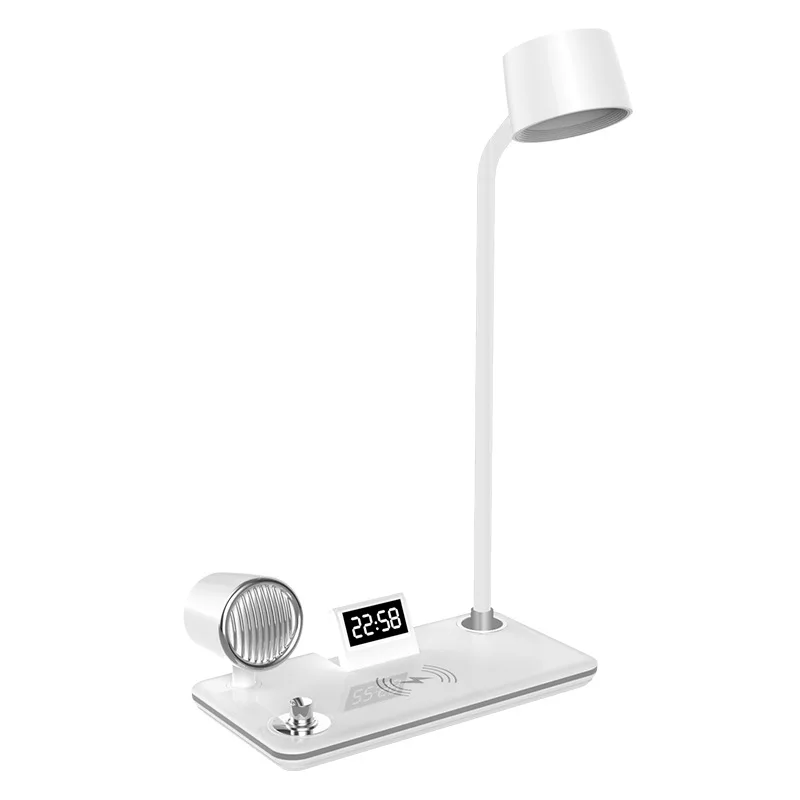 Imagem -05 - Lâmpada de Mesa Led com Alto-falante Bluetooth Carregamento sem Fio para Telefone Toque Interruptor Usb Escurecimento Lâmpada de Mesa Relógio Luz de Leitura em Novo