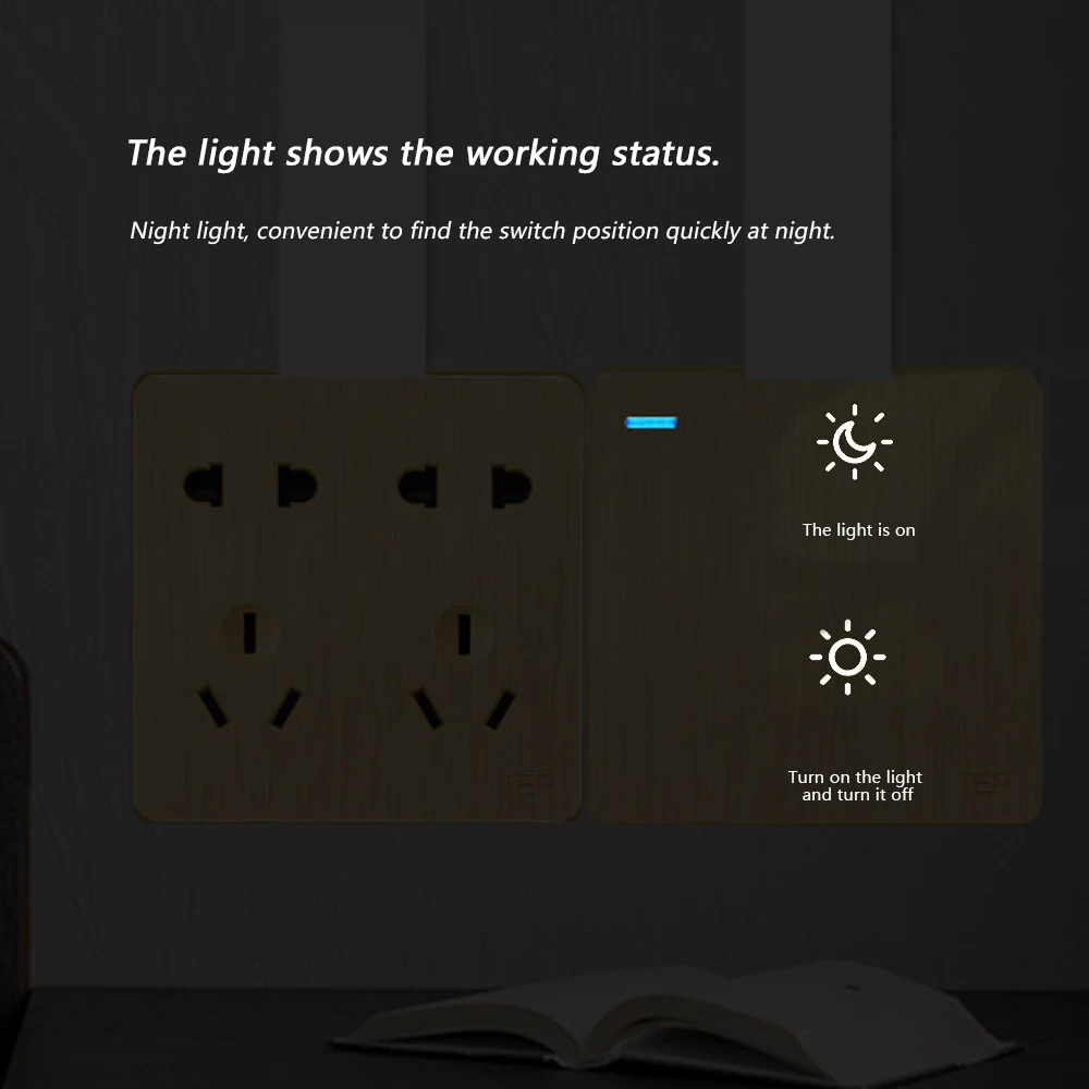 TEP Open Switch and Socket Brushed Panel Multi Hole Ultra-Thin 86 Type Wall Exposed Box Household Two, Three, Three Sockets