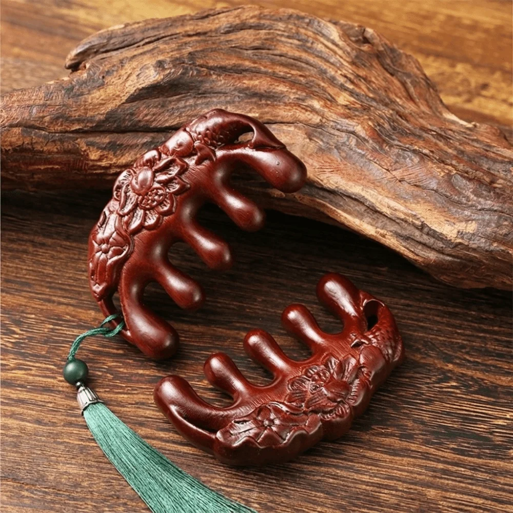 Multifunctional Sandalwood Massage Comb Wooden Meridian Retro Makeup Mirror Vintage Chinese Acupressure Head Massager Scalp Care