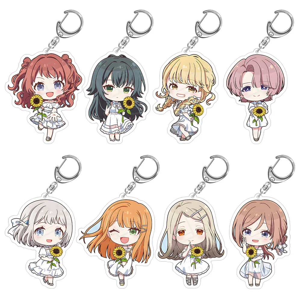 Gakuen Idolmaster girasol serie Mao Arimura Rinami Himesaki Ume Hanami Misuzu Hataya Sena Juo Chibi Anime llavero acrílico