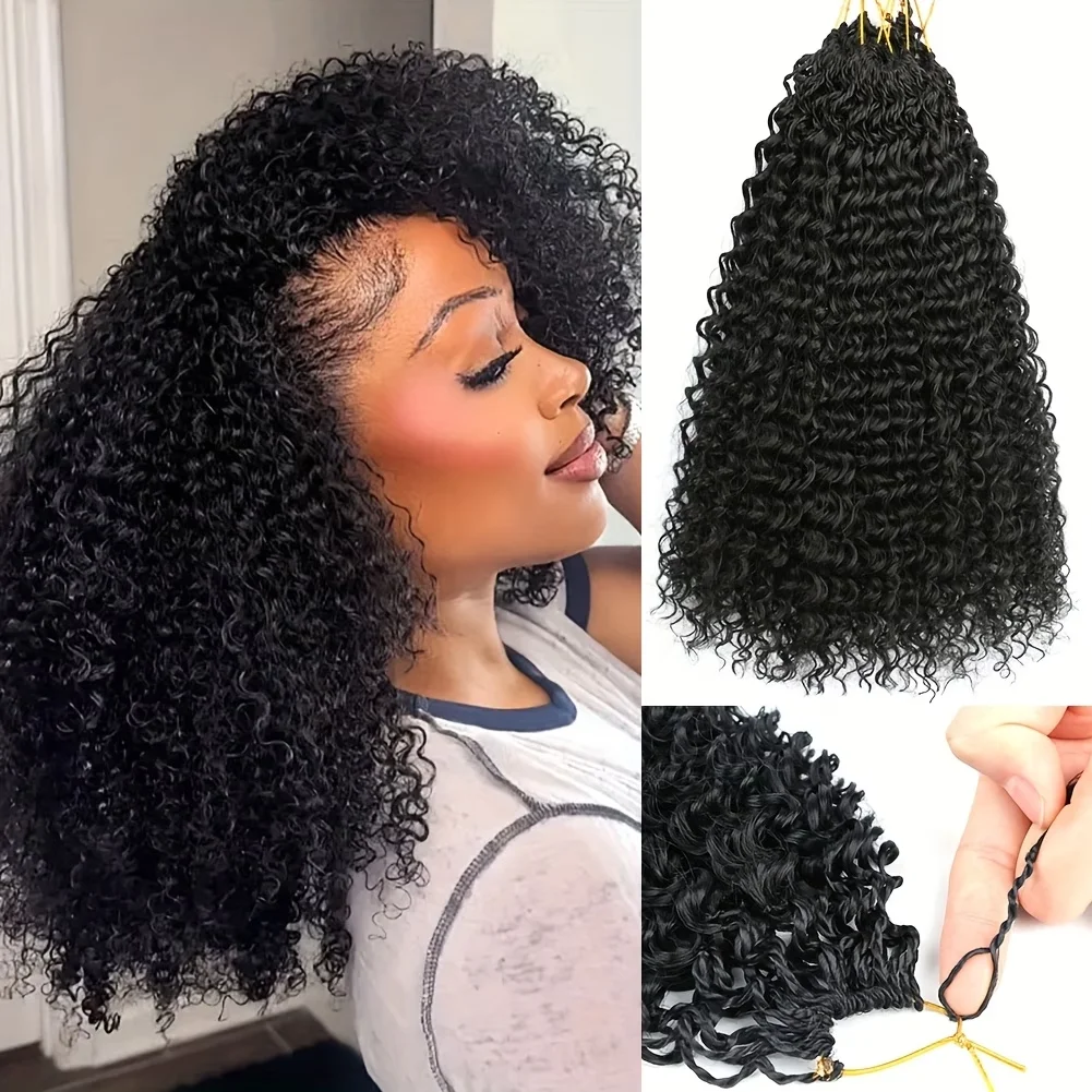 SIXQUEEN Afro Kinky Curly Miracle Knots Cheveux Humains au Crochet 26 28 30 Pouces 300g/5 Paquets Extensions de Cheveux Humains au Crochet Pré-Séparées Invisibles Effet Plume Pour Femmes Noires Noir Naturel