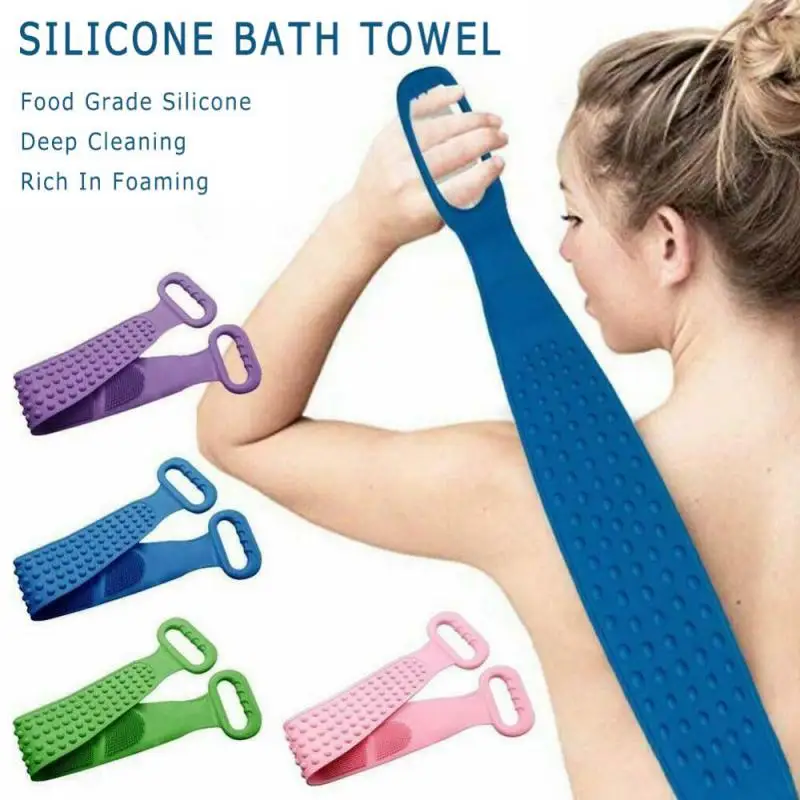 

Силиконовый скребок для тела, щетка для ванны, отшелушивающая щетка для душа, пояс для ванны, скраб для тела, щетка для массажа спины, ремешок для очистки, инструменты для купания