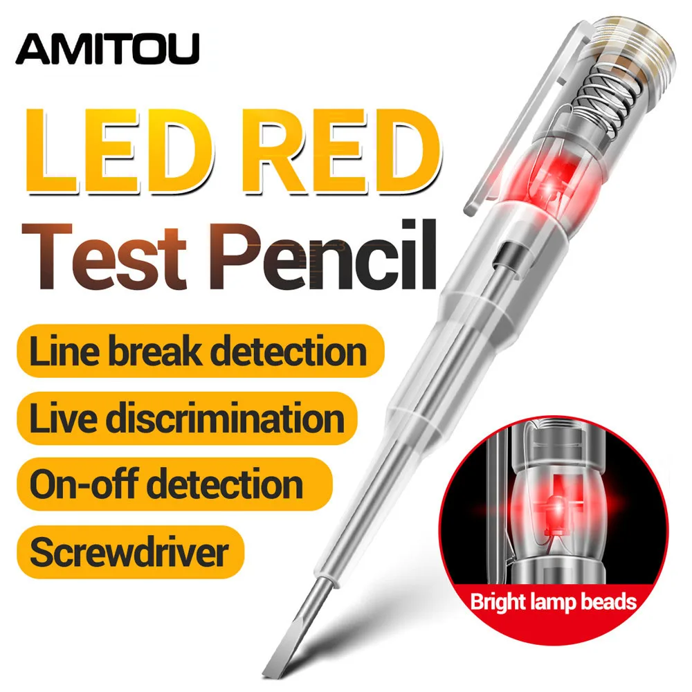 

AMITOU B09 Electrical Test Pen One Word Bit Screwdriver Non-contact Induction Intelligent Voltage Indicator Light Tester Pen