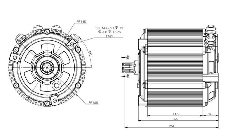 SiAECOSYS D133A-65 5000W 72V Mid Drive Motor Kit with Encoder High Torque for E-Motorcycle Conversion