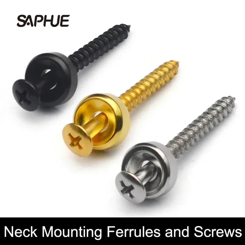 Guitar Neck Joint Plate Bushings Ferrules, Neck Mounting with Screws, Black, Chrome, Gold, 40Pcs