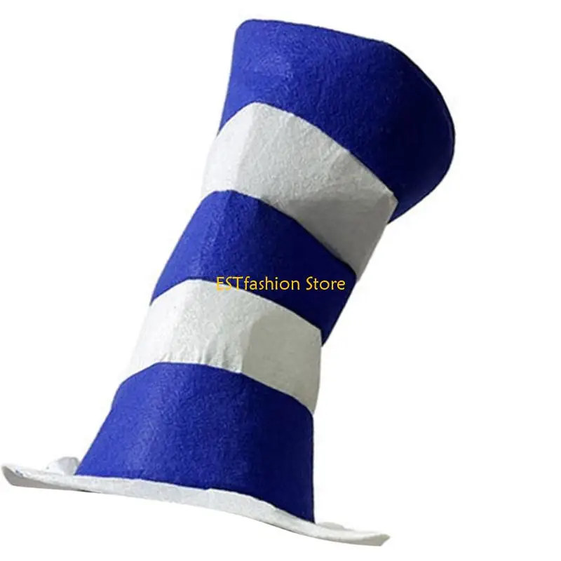 Y5gc stripe pattern hat hat militaries captain hat big border party Costume Destrability для Хэллоуина, карнавалов и косплея