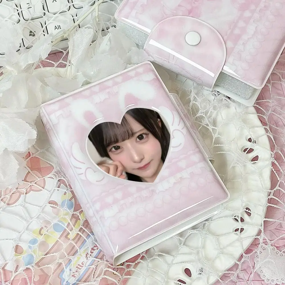 Cute Pink Photo Album 32 Photocards Idol Photo Storage Protection Photo Card Storage Cartoon Angel Bunny Card Album