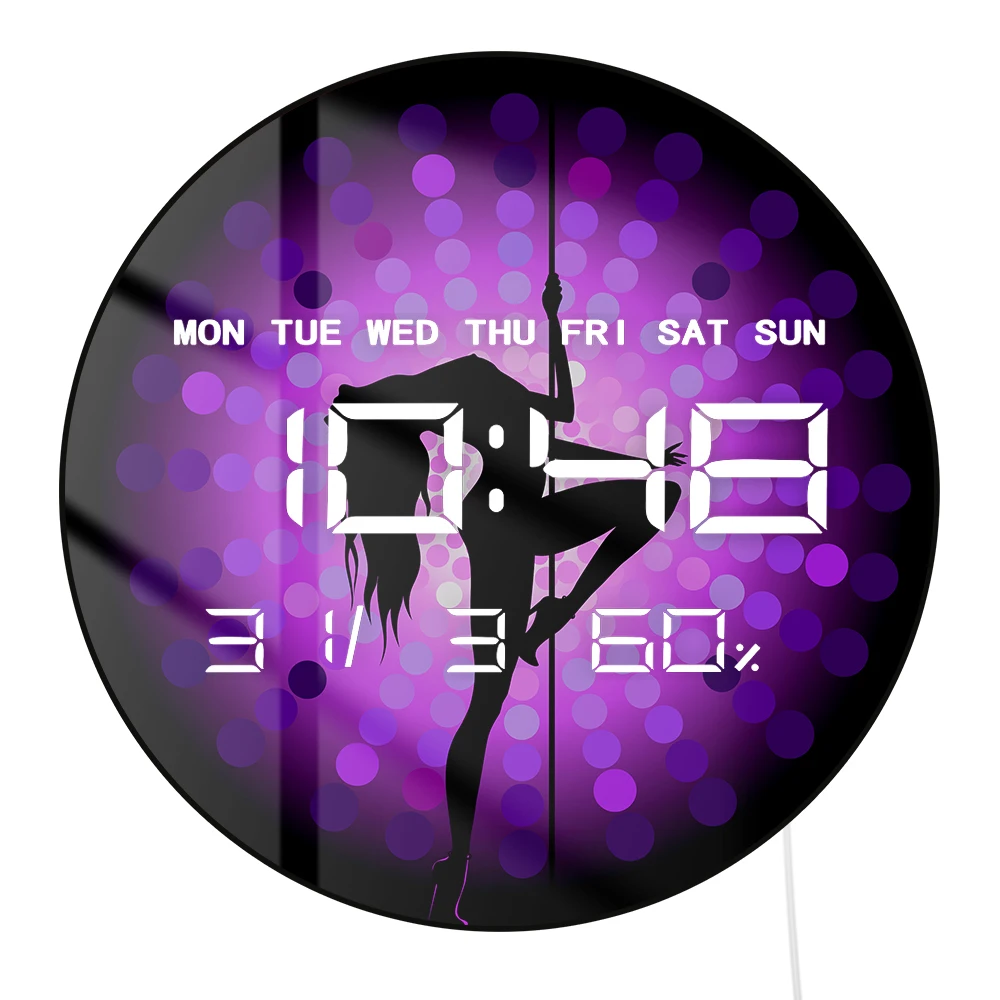 

Pole Dancing Girl LED Digital Wall Clock For Dancing Studio Steal Tube Dancer Silhouette Electric Numeric Clock Wall & Desk Use
