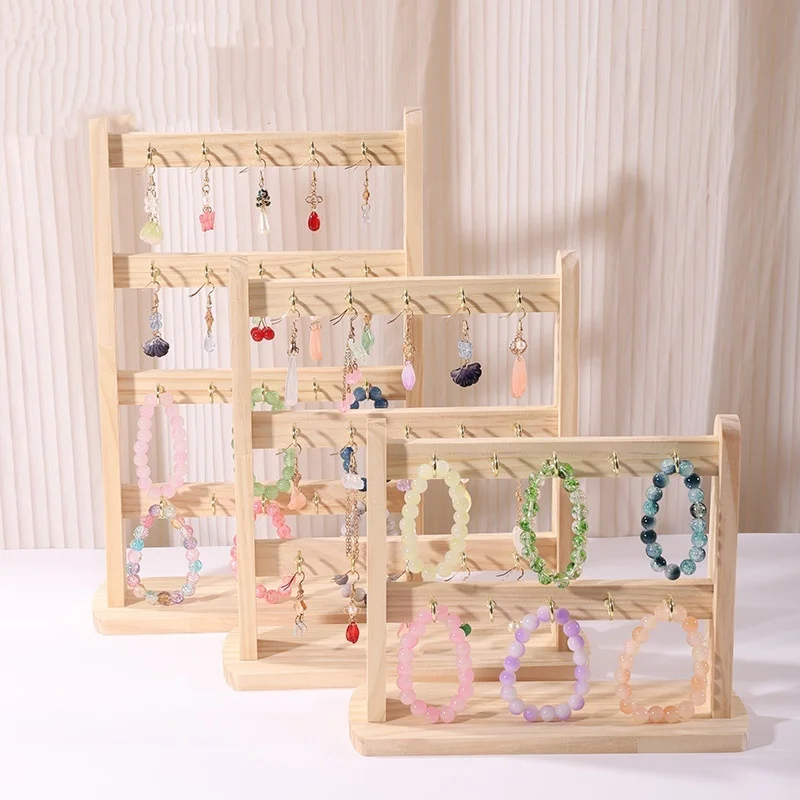 

Solid Wood Bracelet Earring Display Stand Handmade Bead Organizer Jewelry Watch Hairband Storage Rack Stall Selling