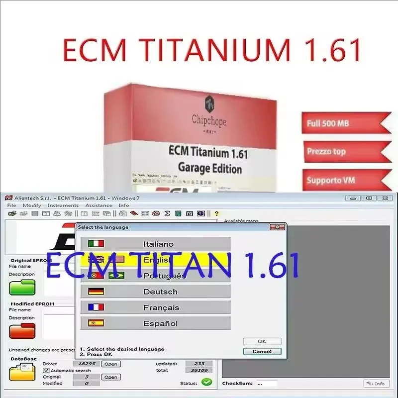 

Newest ECM TITANIUM 1.61 With 26000 + Driver ECM 18259+ Drivers for ecu tool Send link or CD or USB windows 7/8/10