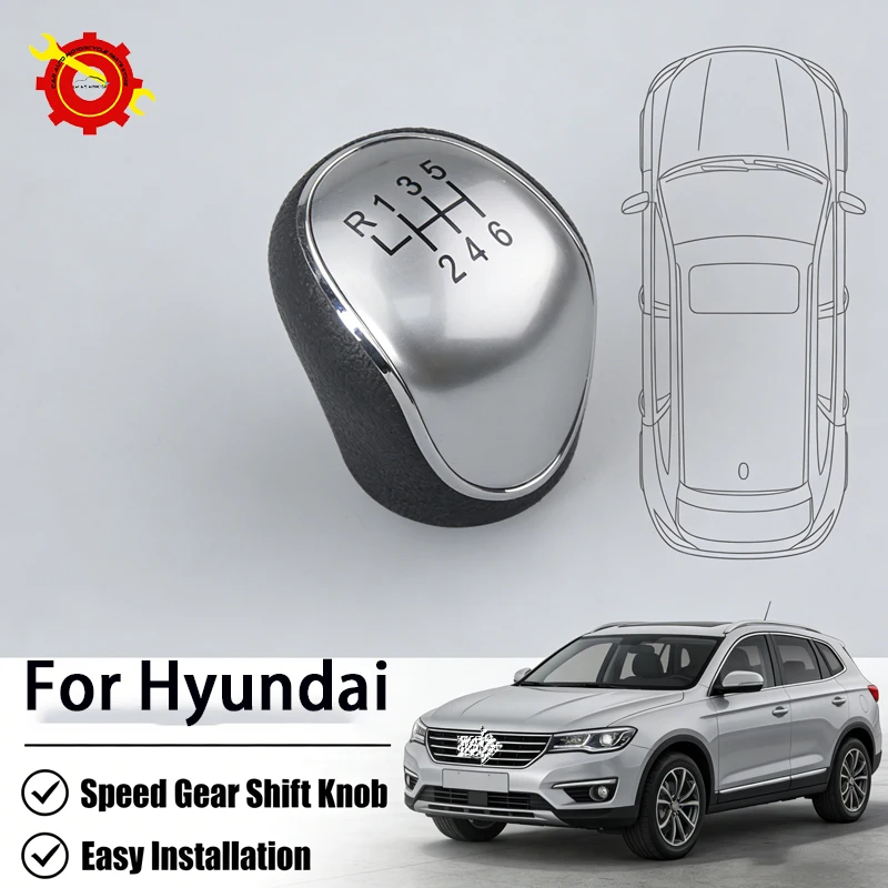 

6Speed Manual Leather Gear Shift Knob for Hyundai Veloster IX35 2012 2013 2014 2015 2016 Gearshift Button Pomo Palanca De Cambio