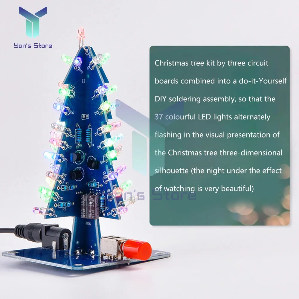 Albero di natale 3D tridimensionale kit fai da te elettronica saldatura LED albero di natale Flash colorato per l'apprendimento della pratica di saldatura
