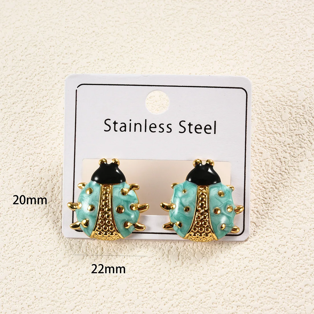 1Pair Lovely Gold Plated Ladybug Stud Earrings Stainless Steel Beetle Earrings for Women Girls Waterproof Fashion Jewelry Gifts