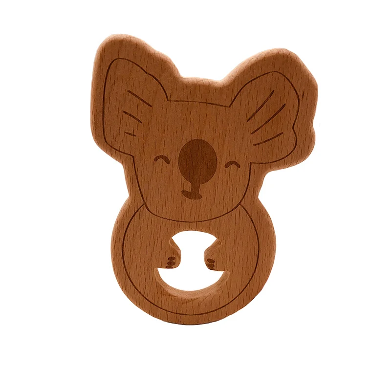 ABCPICK 10pcs Baby Animal Natural Beech Teething Wooden Teether Rodent Bear Tiny Rod Pendant For DIY Pacifier Chain Products