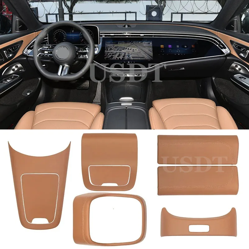 

Подходит для Mercedes Benz E Class W214 2025 2024, натуральная кожа, салон автомобиля, верхняя крышка, панель центральной консоли, крышка вентиляционного отверстия