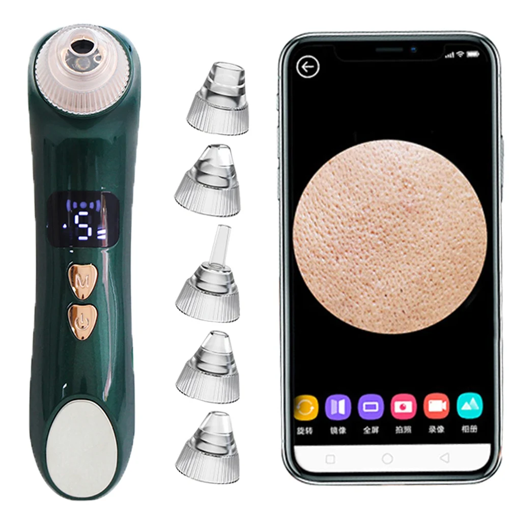 AOKO Blackhead Remover Pore Vacuum  Camera Pore Cleaner Acne Remover Electric Heating Nose Face Deep Cleansing WIFI Microscope