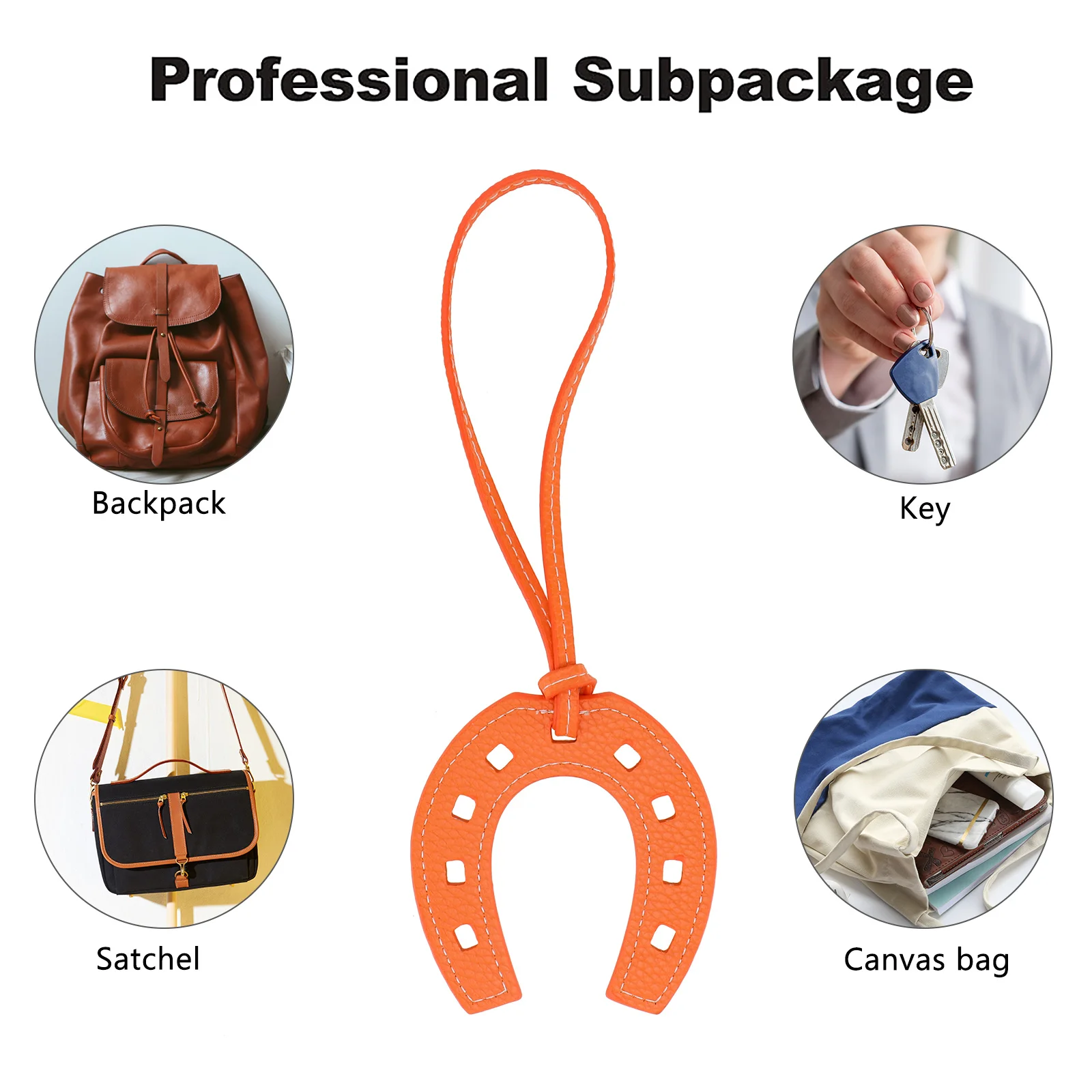 قلادة حدوة الحصان PU برتقالية حقيبة إبداعية معلقة سلسلة مفاتيح عصرية أنيقة حقيبة ديكور ساحرة حقيبة يد خفيفة الوزن #5