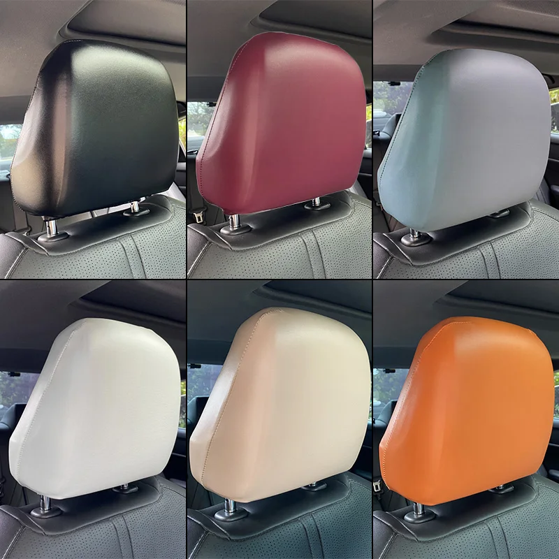 

Universal Car Headrest Cover Elastic PU Leather Waterproof Dustproof Cover Front Rear Seat Head Rests Protectors Car Truck SUV