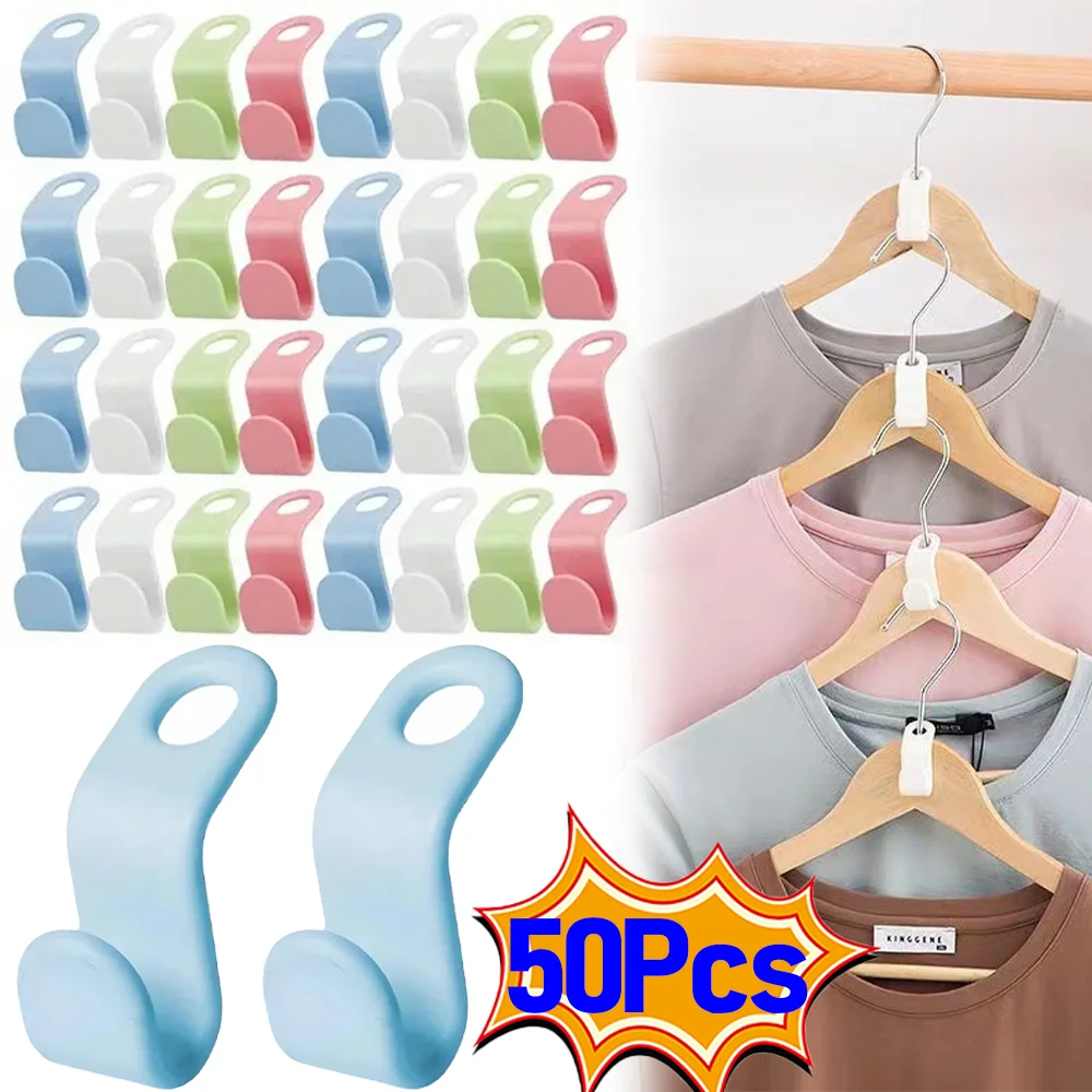 

5-50Pcs Clothes Hanger Hooks Organizer Connect Multifunction Cascading Plastic Bedroom Wardrobe Storage Space Saving Coat Hook